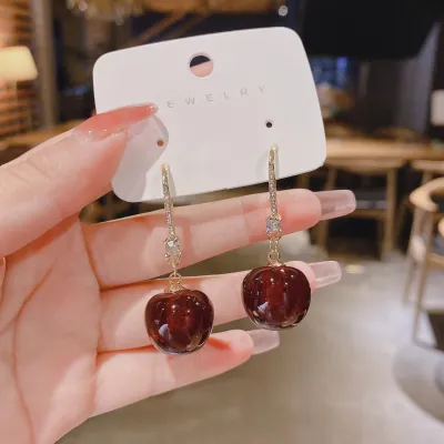 Stylish Red Cherry Dangle Earrings